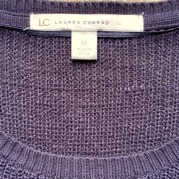 LC Lauren Conrad Navy Knit Sweater Lace Hem Sz XS - Picture 2 of 8